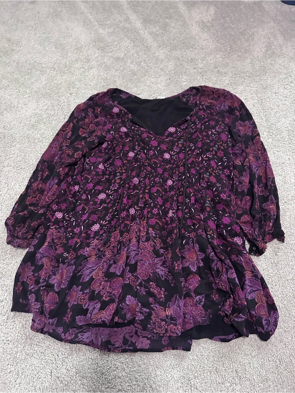 Free People Purple Floral Peasant Tunic